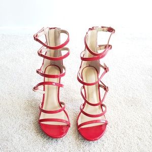 Red strappy heels